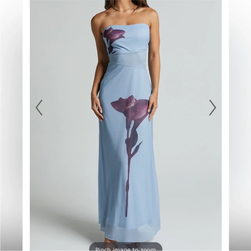 showpo blue floral dress Showpo. | Dresses | Adali Midi Strapless Mesh Maxi Dress In CLASSICBLACK Design Notes Baby Girl Light Blue Size:US 26/UK 28/EU 56